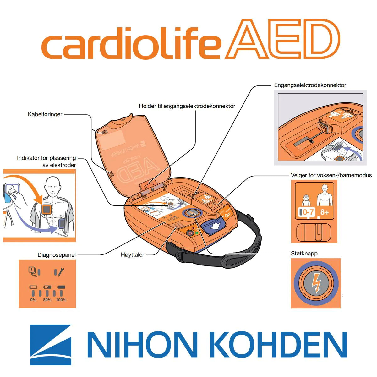 Cardiolife AED-3100 Hjertestarter Norsk - Apnoi