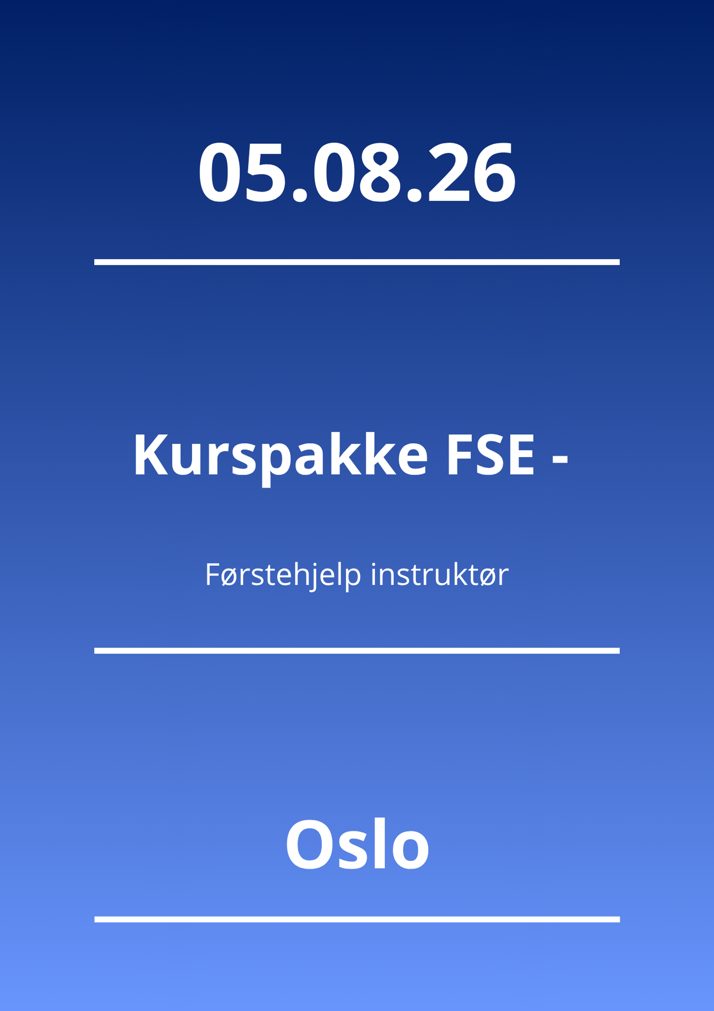 Kurspakke FSE - Førstehjelp instruktør (Oslo 05.08.26) - Apnoi