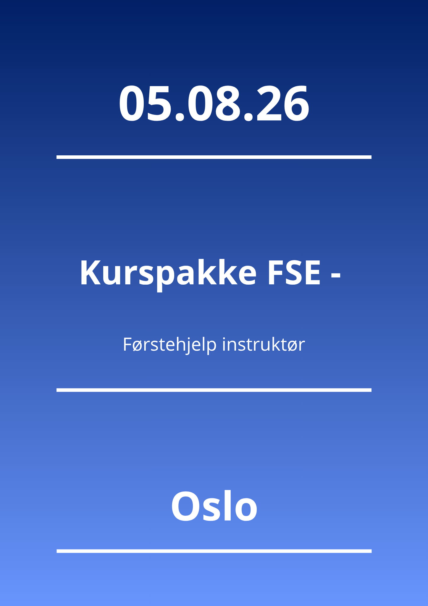 Kurspakke FSE - Førstehjelp instruktør (Oslo 05.08.26) - Apnoi