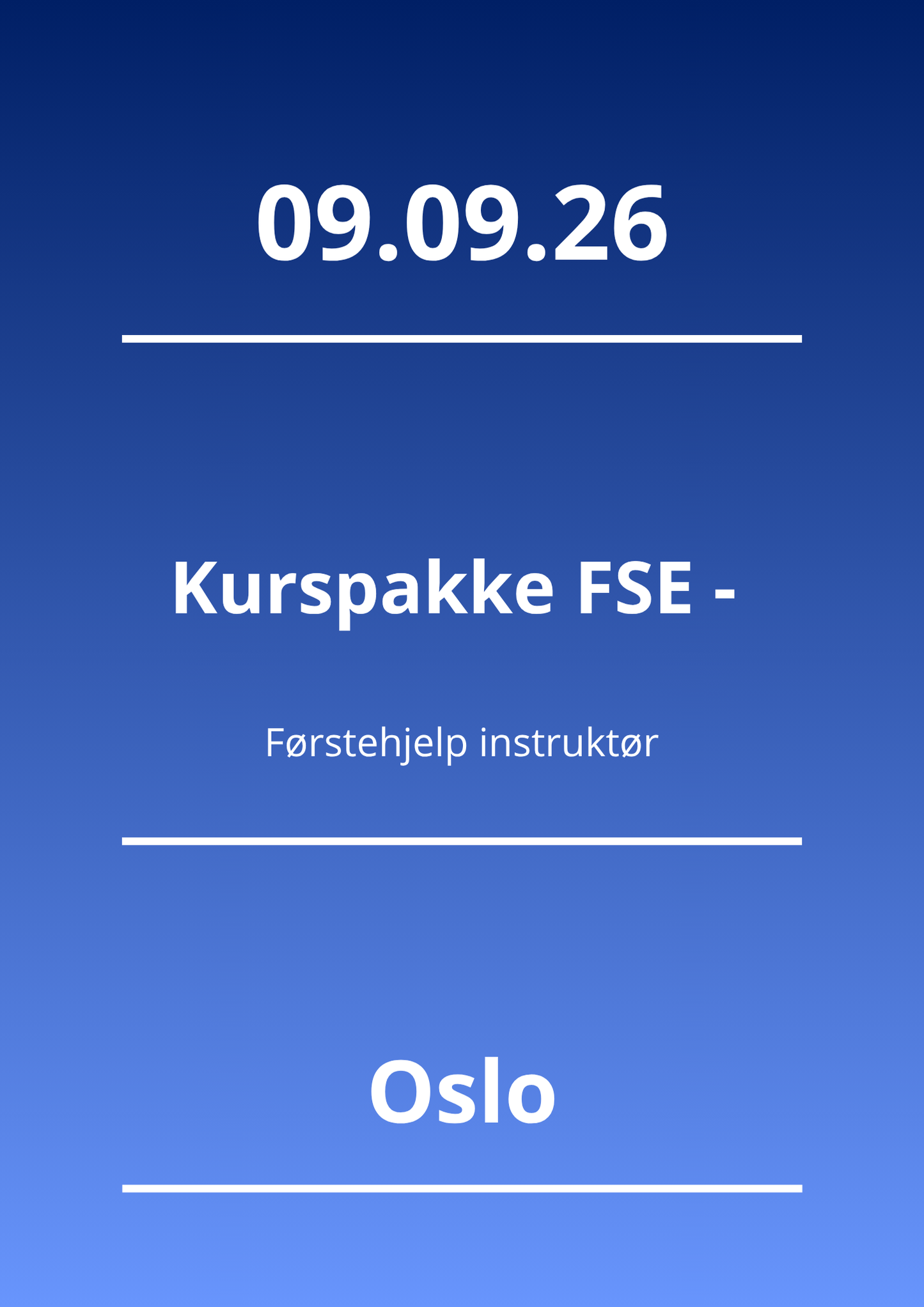 Kurspakke FSE - Førstehjelp instruktør (Oslo 09.09.26) - Apnoi