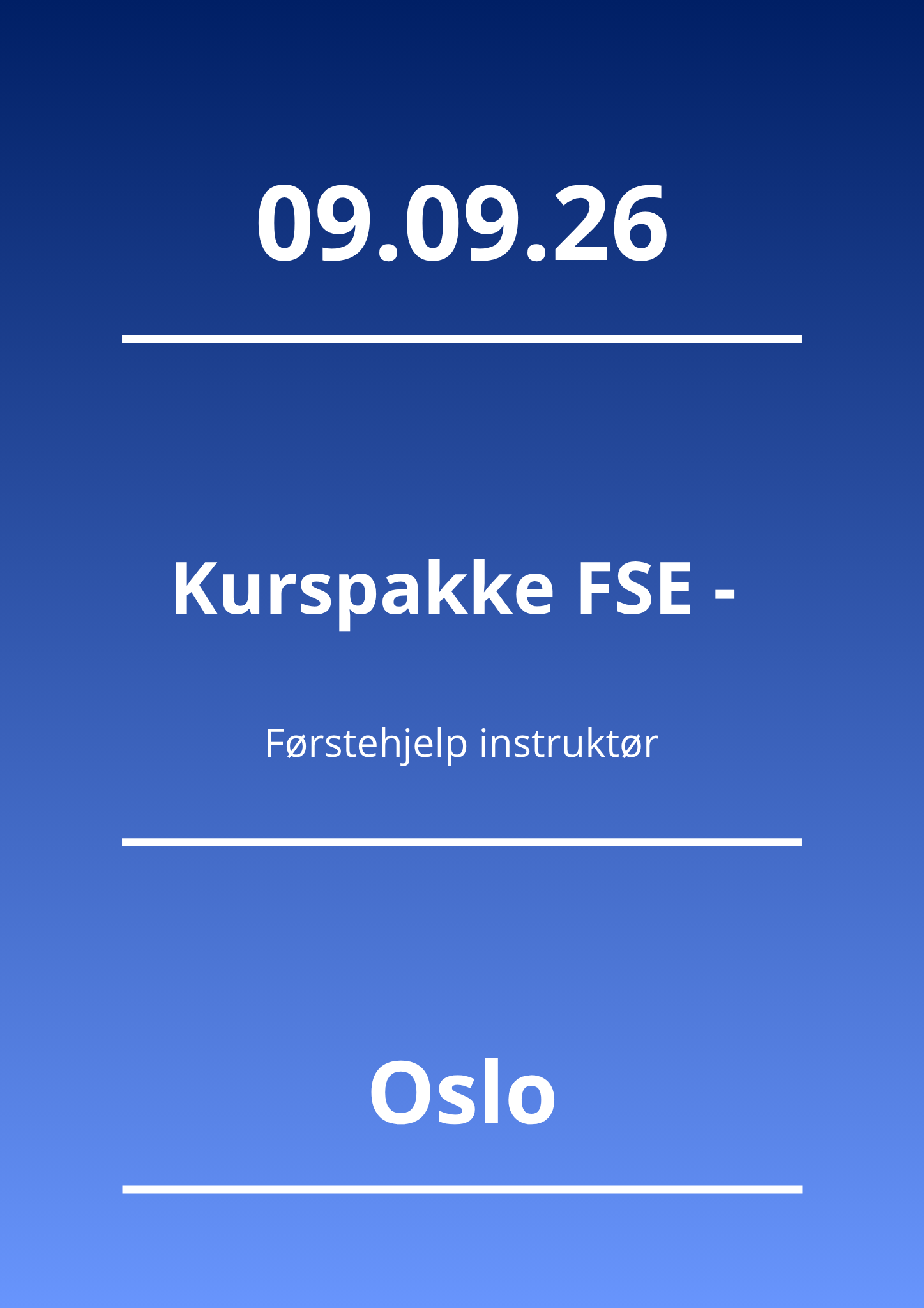 Kurspakke FSE - Førstehjelp instruktør (Oslo 09.09.26) - Apnoi