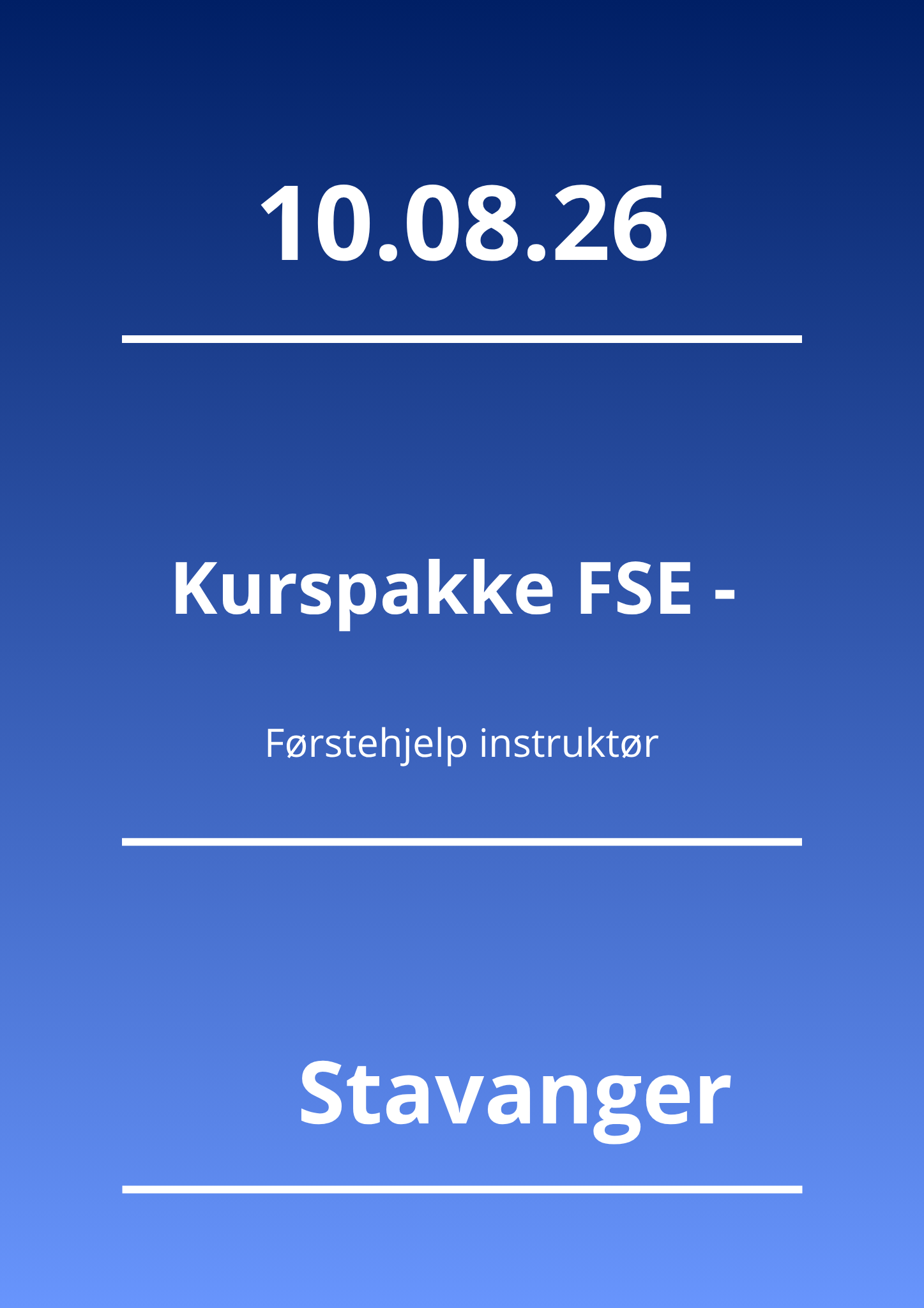 Kurspakke FSE - Førstehjelp instruktør (Stavanger 10.08.26) - Apnoi