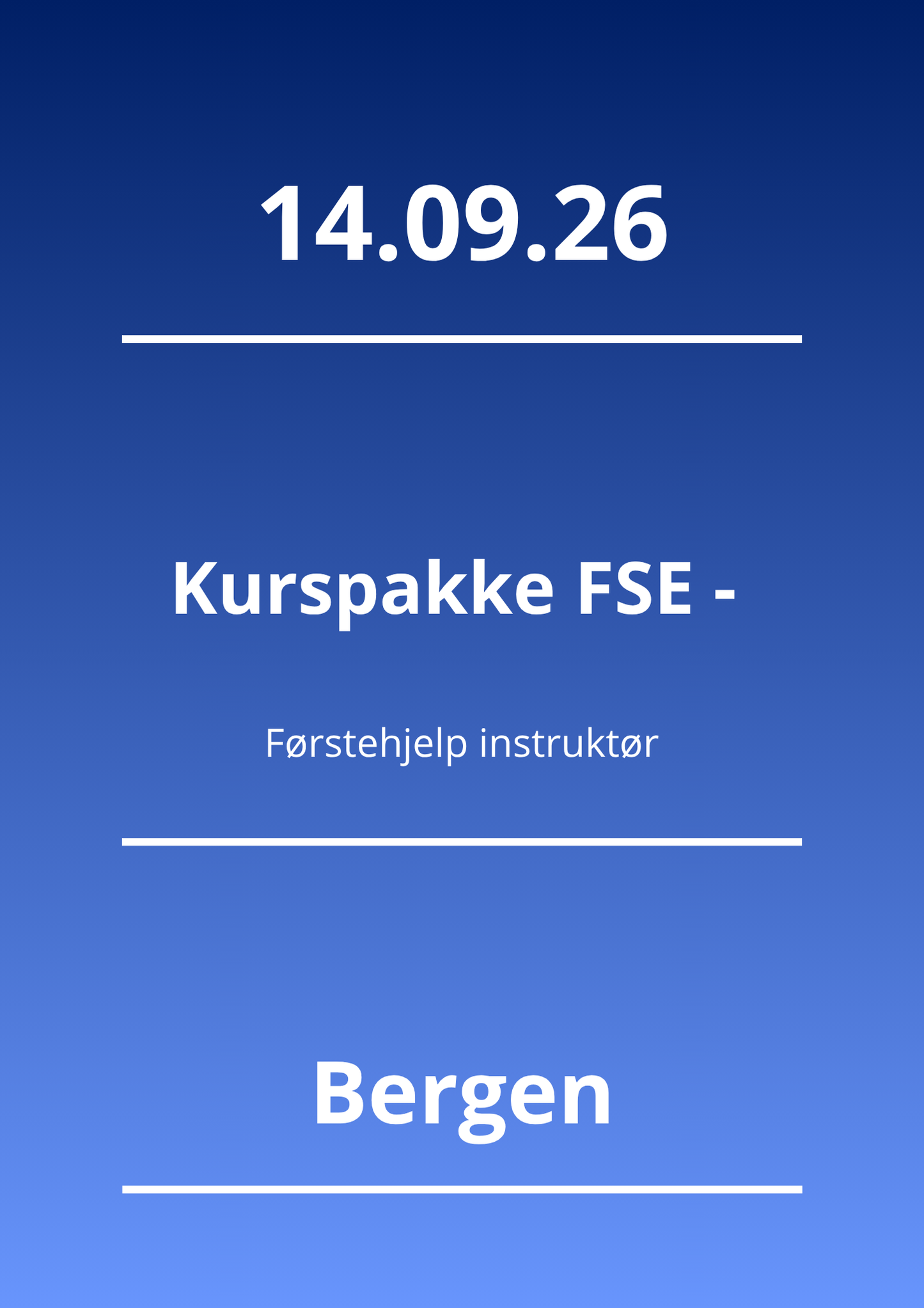 Kurspakke FSE - Førstehjelp instruktør (Bergen 14.09.26) - Apnoi