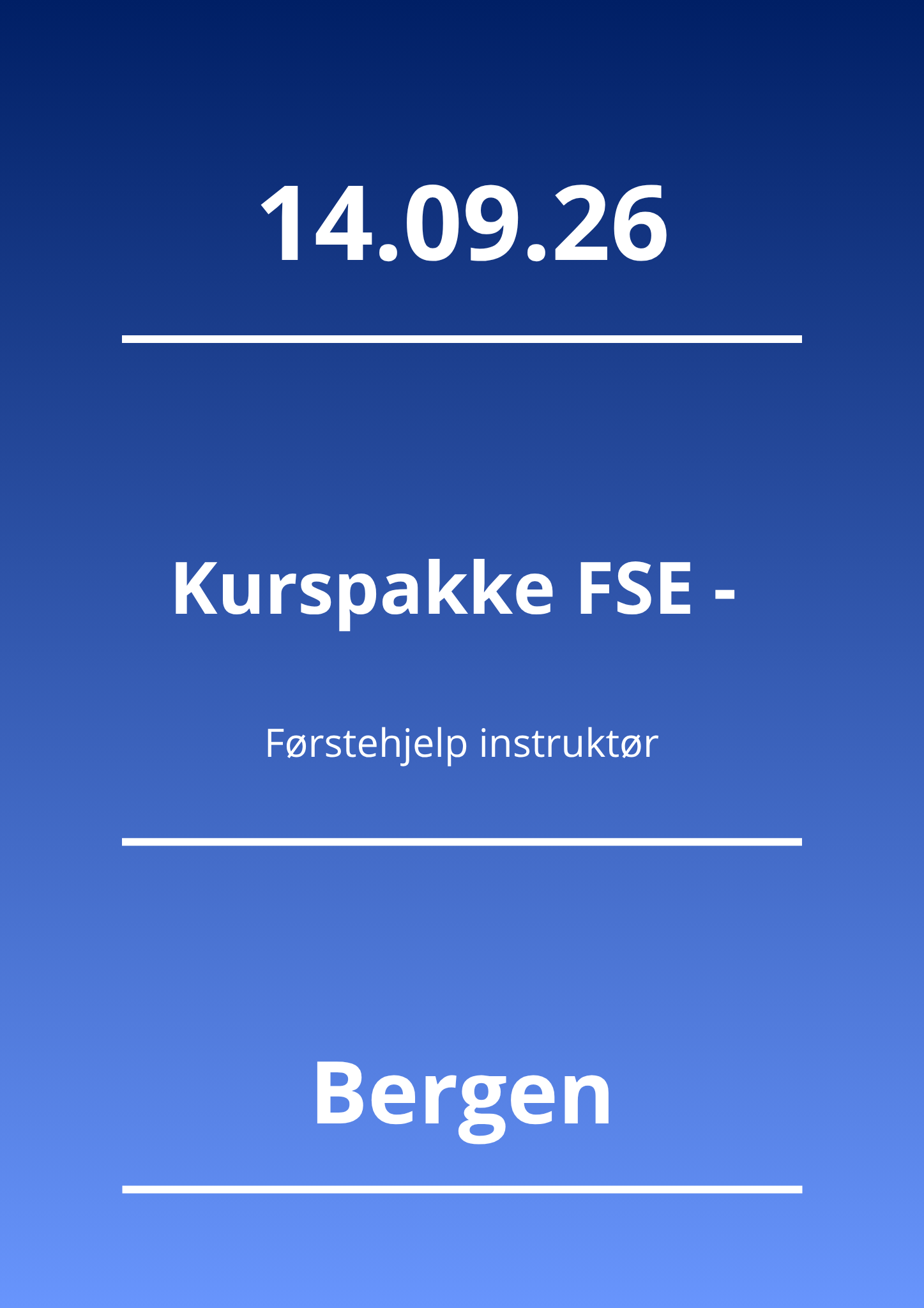 Kurspakke FSE - Førstehjelp instruktør (Bergen 14.09.26) - Apnoi