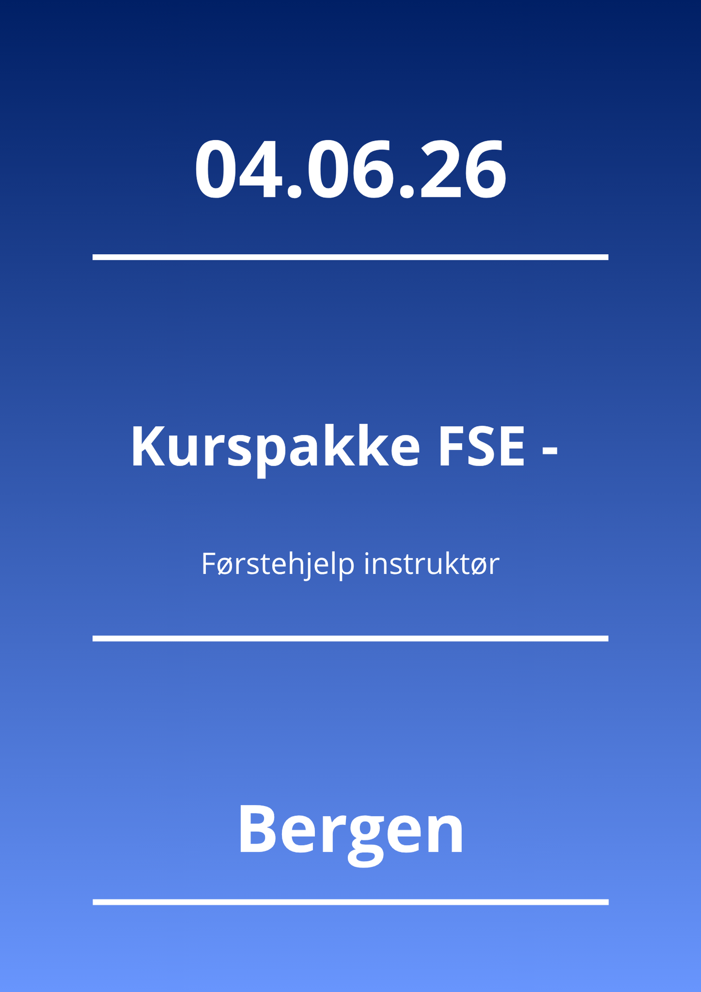 Kurspakke FSE - Førstehjelp instruktør (Bergen 04.06.26) - Apnoi