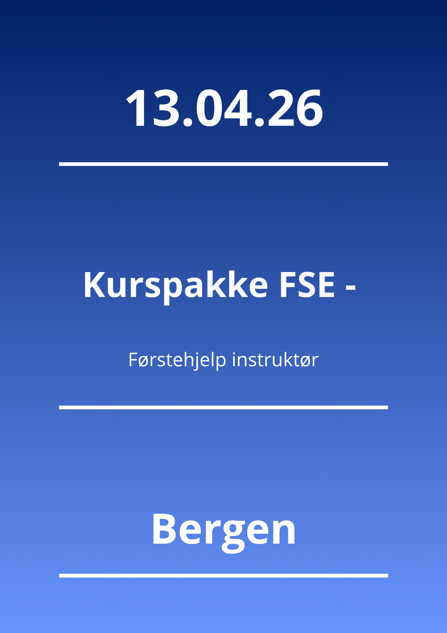 Kurspakke FSE - Førstehjelp instruktør (Bergen 13.04.26) - Apnoi