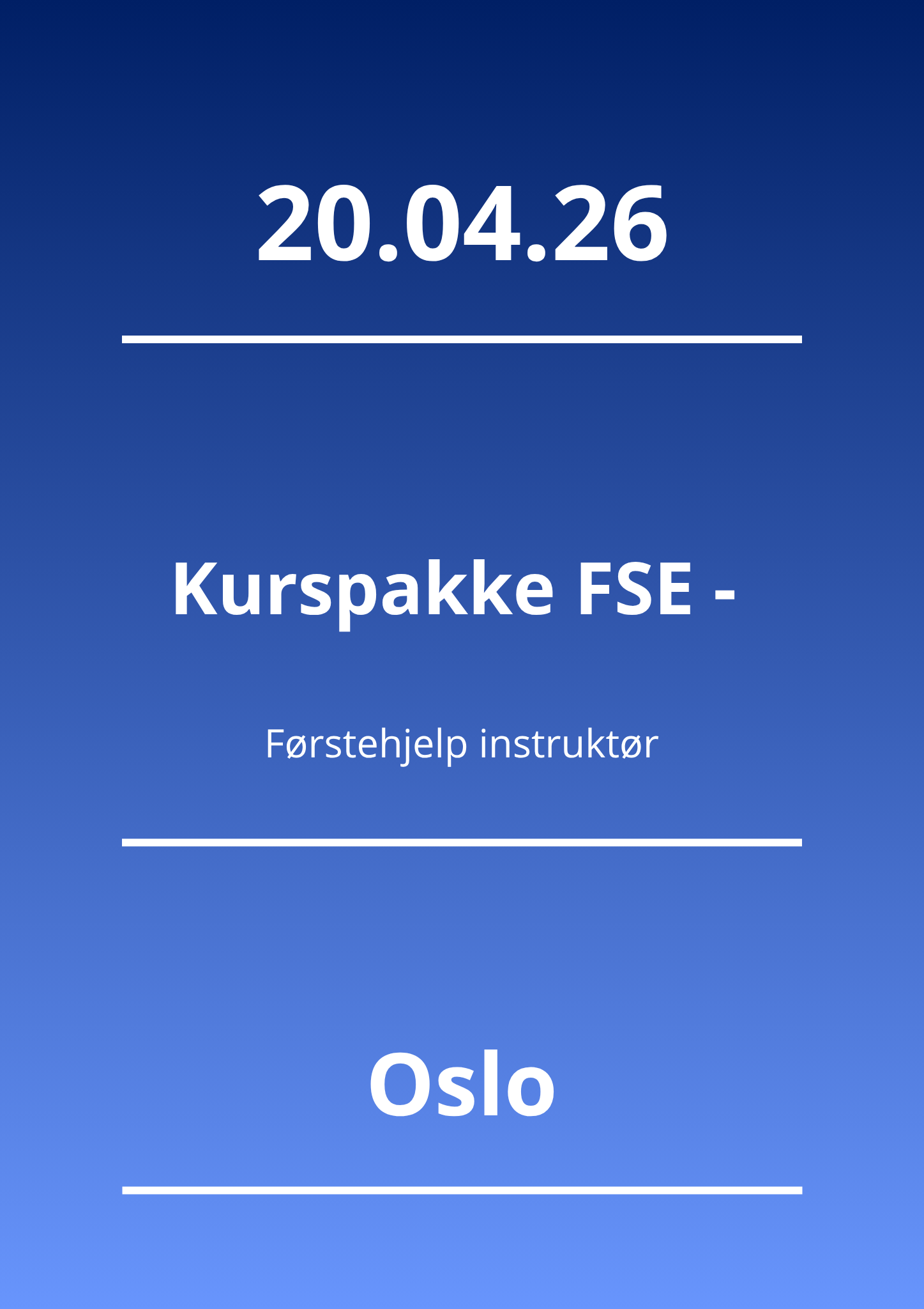 Kurspakke FSE - Førstehjelp instruktør (Oslo 20.04.26) - Apnoi