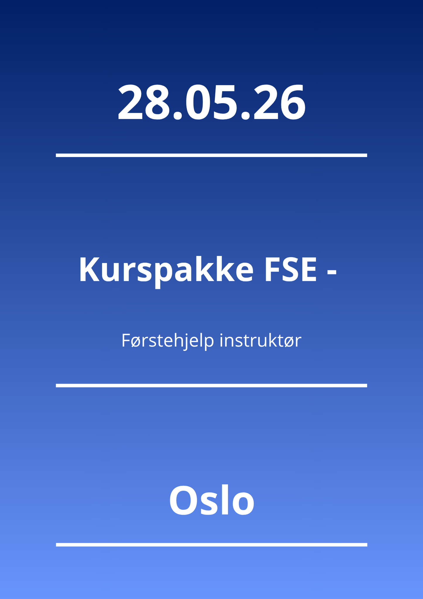 Kurspakke FSE - Førstehjelp instruktør (Oslo 28.05.26) - Apnoi