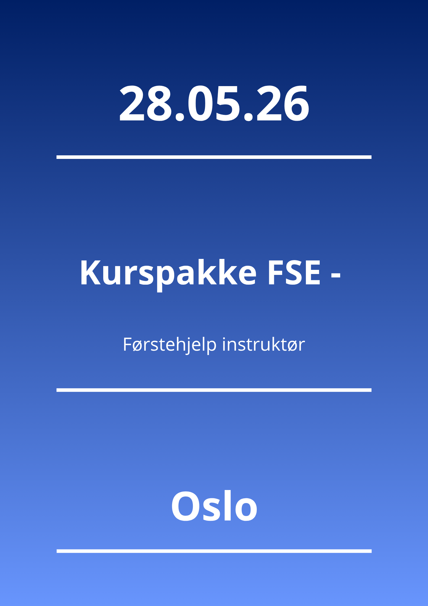 Kurspakke FSE - Førstehjelp instruktør (Oslo 28.05.26) - Apnoi